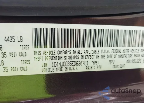 2014 Jeep Compass Limited from USA, damaged, VIN 1C4NJCCB5ED630761